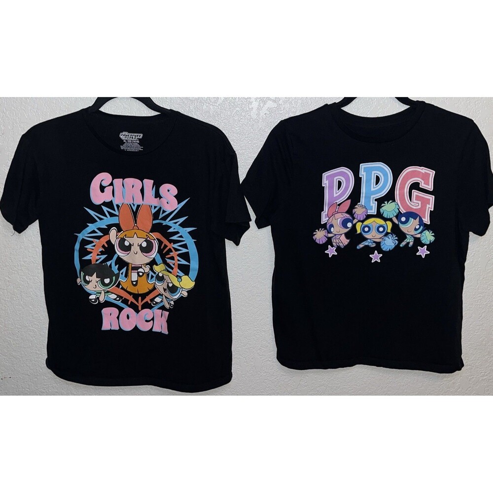 The Powerpuff Girls Graphic Tee Shirt Big Girls Sz XL Lot Of 2 Cartoon Net Work